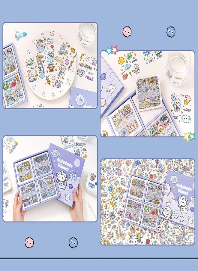 STOFFIER GARTEN 100 Piece Space Cartoon Stickers Set, Cute Cartoon Planets Sticker Set for Scrapbook Laptop Dairy, Cartoon Animals Stickers for Kids Boys - Image 4